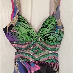 Multi colored formal dress. Size 4.
